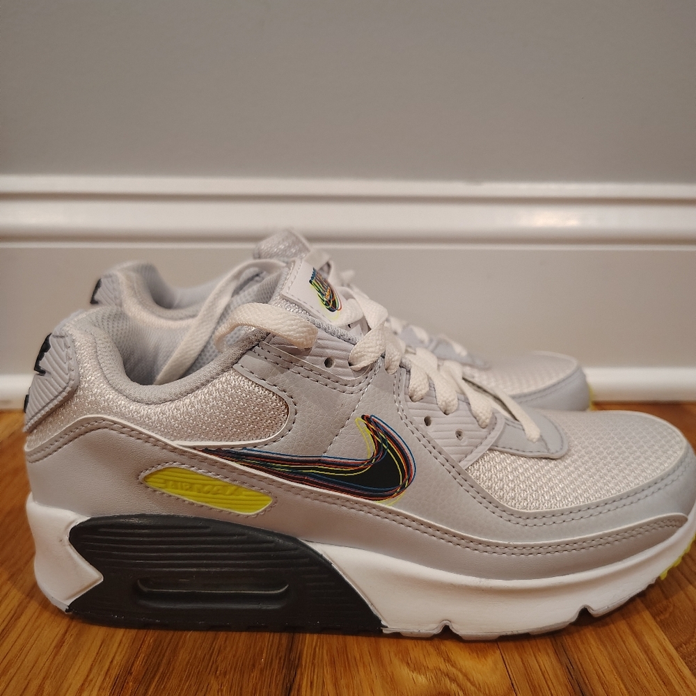 Nike Air Max 90 White with Black and Yellow Highlights